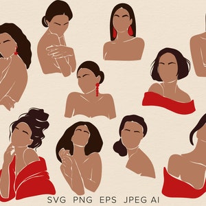 Clipart de mulher abstrata, clipart de menina de moda, clipart de retratos de mulher abstrata, impressão feminina, clipart feminino, clipart de mulher Svg