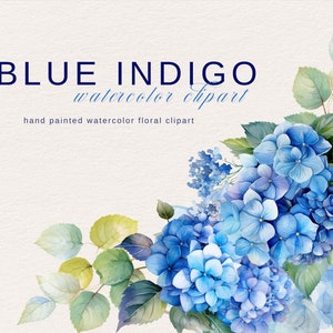 Bohemian Blue Watercolor clipart - Watercolor Dusty Blue - Blue Flowers - Bohemian Flowers