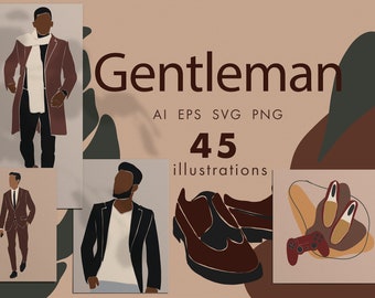 Men Clipart Svg, Business man Clipart, Boyfriend Clipart, Black Male Clipart, Father Clipart, Black Men Clipart, Black Man Svg