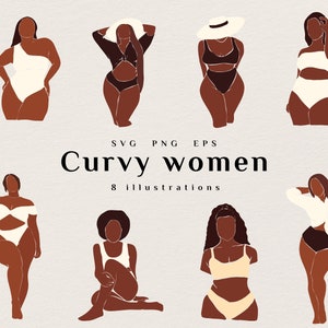African American Swimwear Curvy Girls Clipart, Beach Girls Clipart, Summer Girls Clipart, Fashion Girl Clipart, Curvy girl Svg