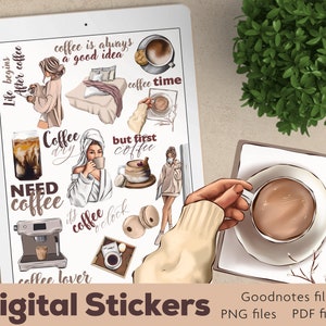 Coffee Goodnotes, Coffee lover Stickers, GoodNotes Stickers, Coffee stickers, Digital Planner, Coffee Icons, Individual PNG images