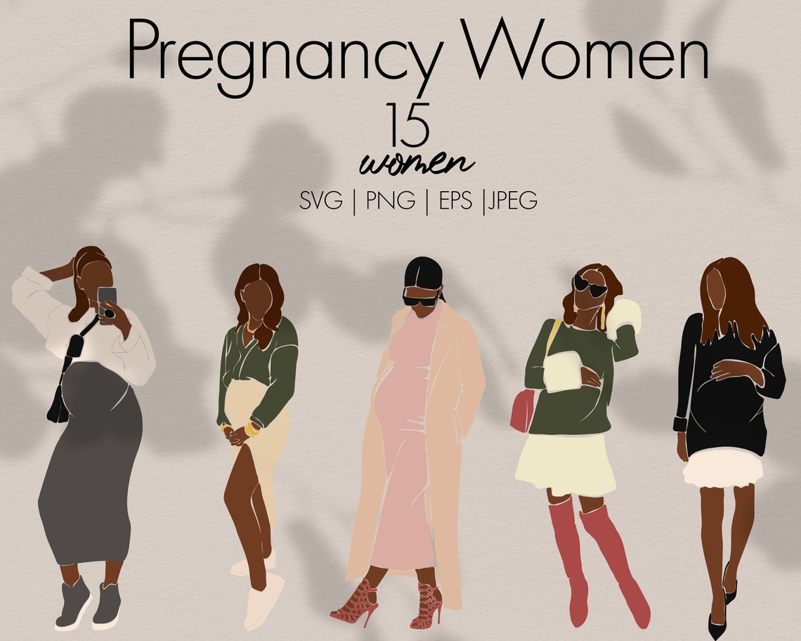 Mother Clipart Abstract Pregnancy Clipart Pragnant Black Woman - Etsy