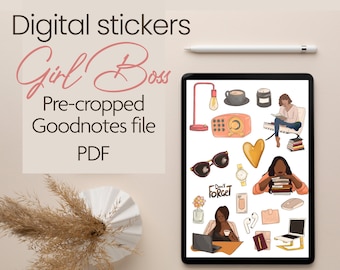 Girl Boss Business Women Digital Stickers, Black Girl Digital Stickers, Black girl GoodNotes Stickers, Lady Boss Digital stickers