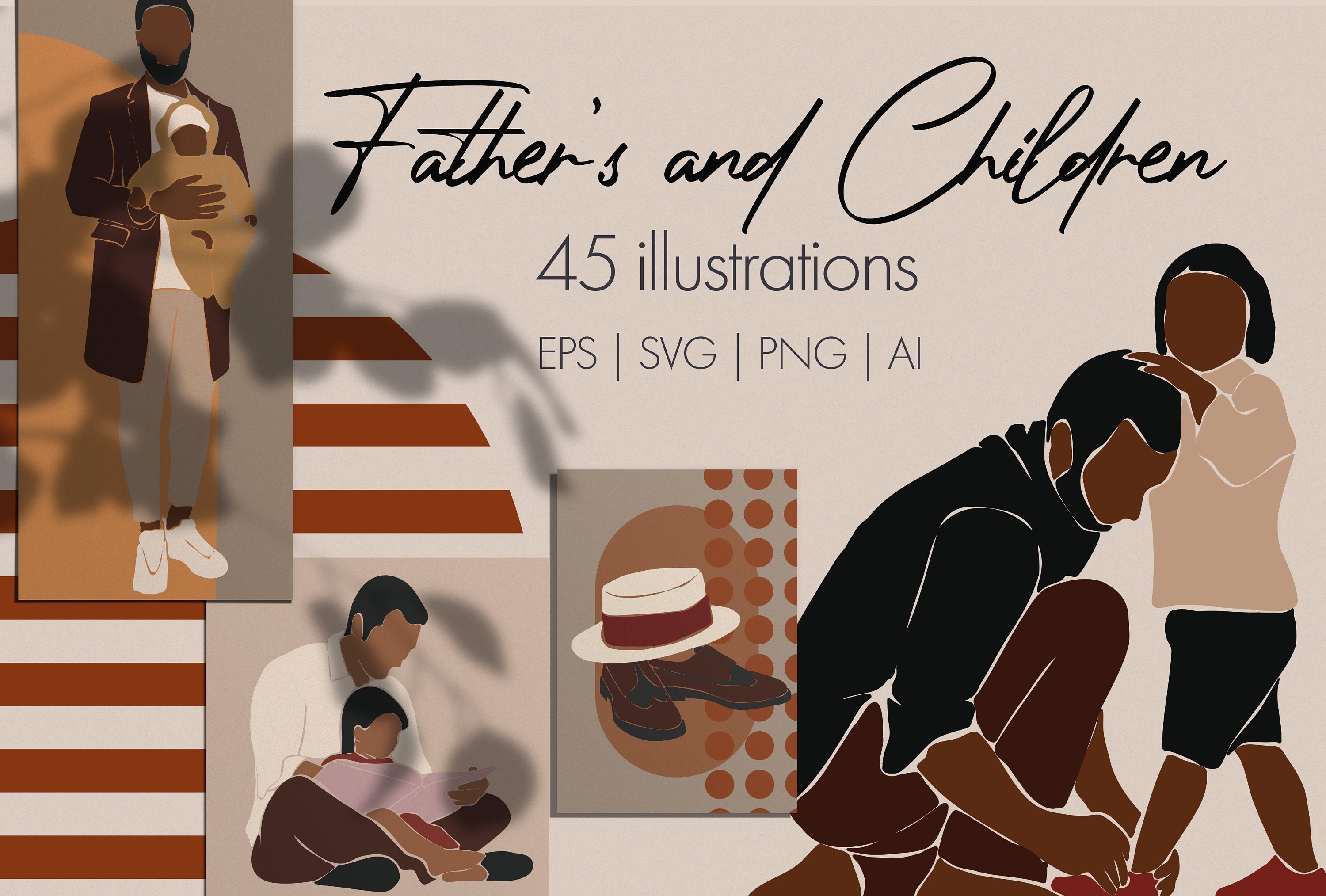 Fathers Day Clipart, Black Fathers Svg, Black Man SVG, African American Dad Clipart, Abstract Black Man Svg, Black Male Fathers Day SVG