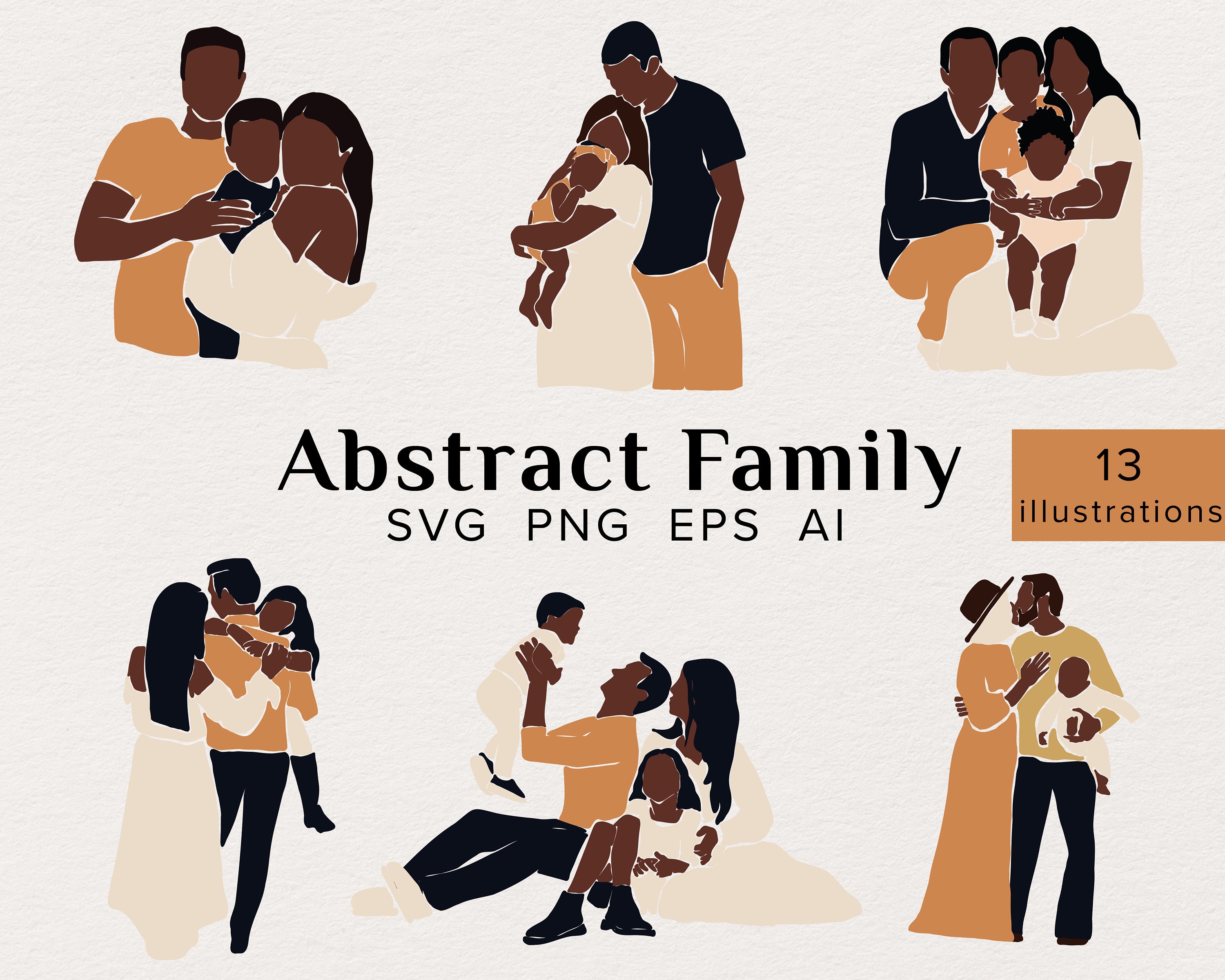 Family Clipart Abstract Black Family Abstract Family Etsy