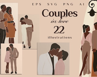 Couple Clipart, Couple art, Girl with boyfriend clipart, Girl clipart, Boyfriend clipart, Couple svg, Family Clipart, Black Couple clipart
