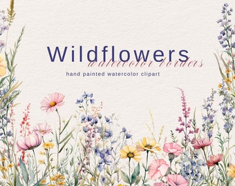野生の花のクリップアート、花のクリップアート、野生の花のPNG、草原の花、商用利用、野生の花の花束、水彩画の小さな花