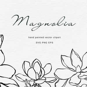 Magnolia Svg, Magnolia clipart, Botanical Line Art Svg, Magnolia Png, Floral Line Art Svg, Magnolia Svg Clipart
