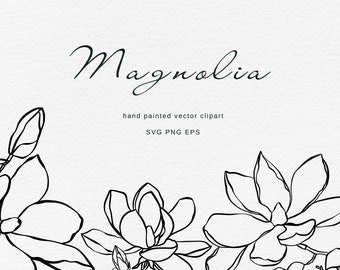 Magnolia Svg, Magnolia clipart, Botanical Line Art Svg, Magnolia Png, Floral Line Art Svg, Magnolia Svg Clipart