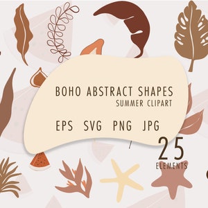 Boho abstrato svg, Formas abstratas e clipart de frutas, Verão Svg, Doce Verão Svg Tropical Vibes Svg Vida na Praia Svg Vida SVG, Férias Svg