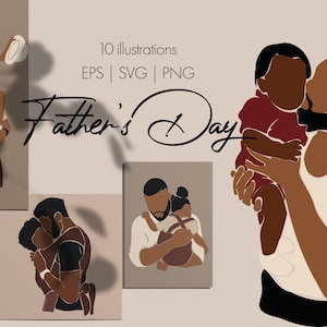 Father's Clipart, Father Day Svg, Abstract Black Men Svg, Fathers day design, Afro Male Png, Male Clipart, African American Man Clipart image 1