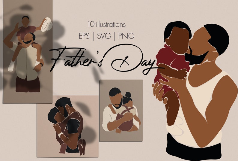 Father's Clipart, Father Day Svg, Abstract Black Men Svg, Fathers day design, Afro Male Png, Male Clipart, African American Man Clipart image 1