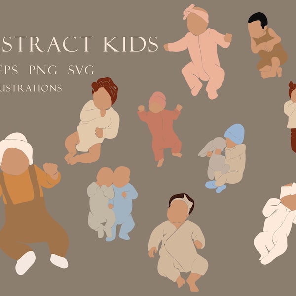 Clipart enfants abstraits, imprimés bébé abstraits, clipart SVG, clipart enfants SVG, impression bébé abstrait, art mural