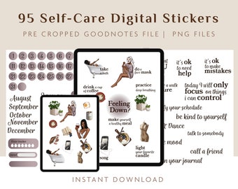 PreCropped GoodNotes Stickers, Motivational Stickers, Inspirational African American Positive Quote Saying, Self- Care digital Stickers