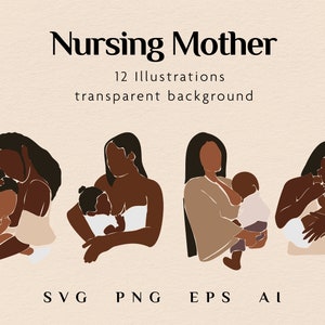Madre lactante Svg, Clipart de madre, Mujer Svg, Madre abstracta Svg, Imágenes prediseñadas de mujer africana, Día de la madre Svg, Madre lactante Svg Png