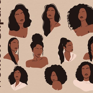 Ragazza nera Clipart Donna nera Clipart Moda ragazza nera Clipart afroamericano Black Girl Magic SVG