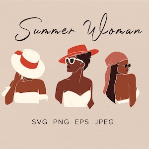 Summer Girl Clipart, Fashion Girl PNG, Afro Woman Clipart Black Girl Magic Svg, Black girl clipart, Summer Girl Whith Hat Clipart