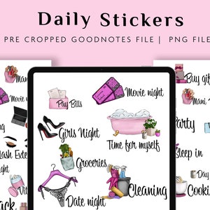 Daily Digital Stickers for Goodnotes, Everyday Use Stickers, Daily Planning, Modern Stickers, Daily Planning, Pre-crop Daily Stickers