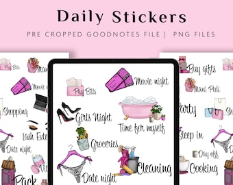 Daily Digital Stickers for Goodnotes, Everyday Use Stickers, Daily Planning, Modern Stickers, Daily Planning, Pre-crop Daily Stickers