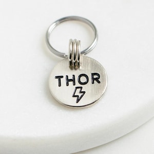 Extra Small (5/8&quot;) Silver Cat Tag - Custom Icon - Engraved Pet ID Charm