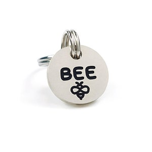 1/2&quot; Tiny Personalized Cat Name Tag with Icon Below Name | Deeply Engraved Nickel Silver Pet ID for Kittens and Small Pets | Silver