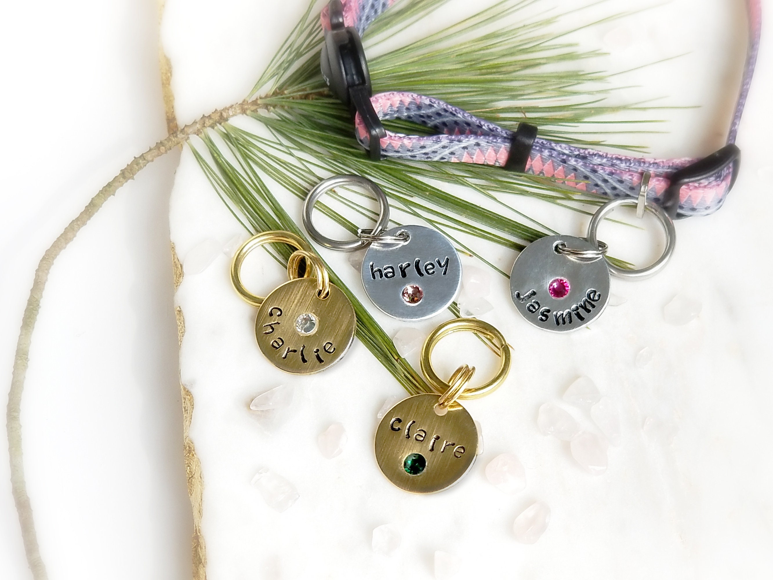 3/4 Small Cat Name Tag Cat ID Tag Glam Gold or Etsy