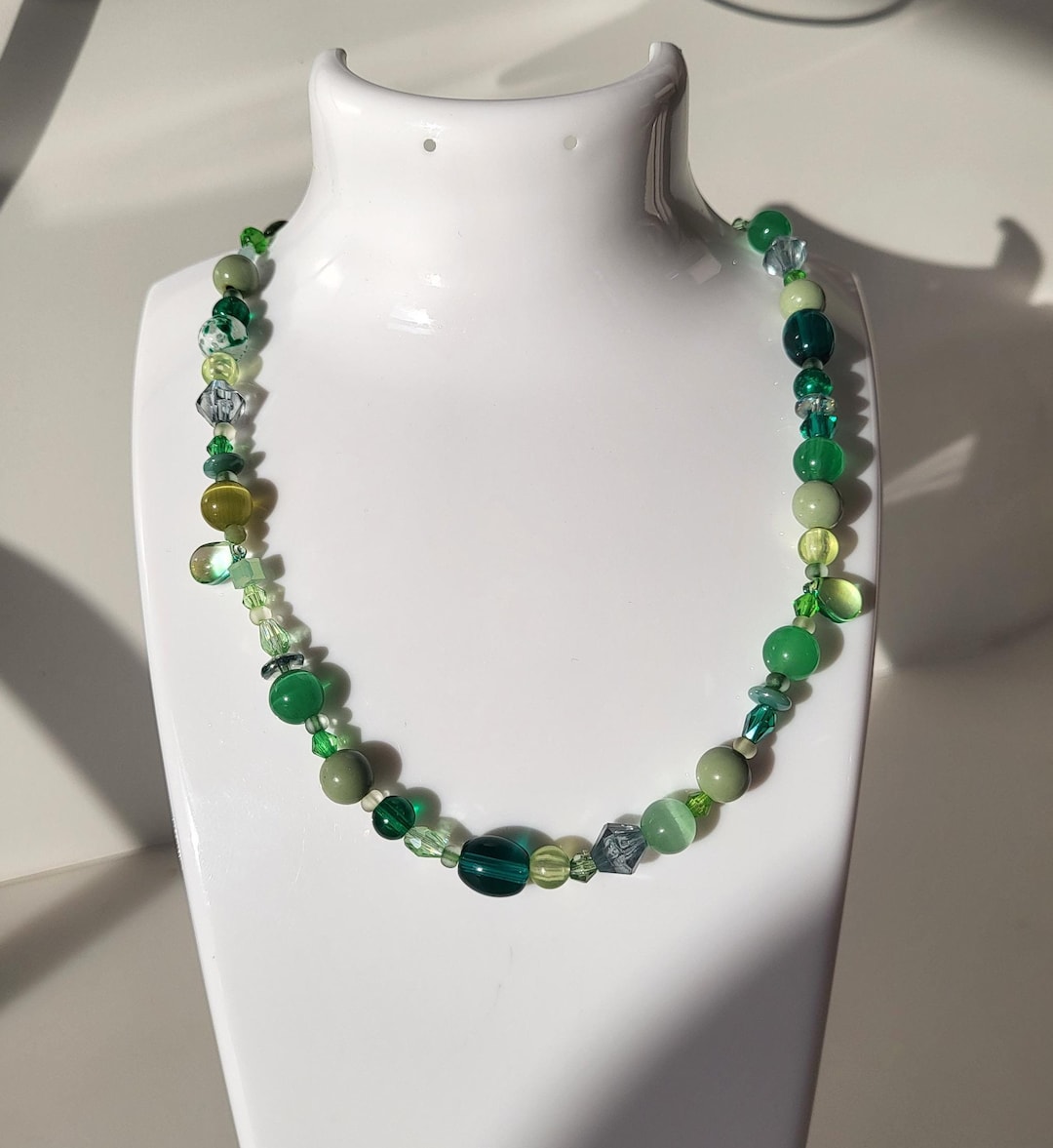 Bottle Green Bead Work Necklace main image 1