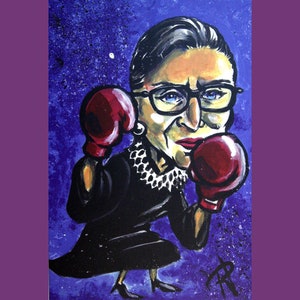 Combat RBG Carte postale Original Art 4x6 Activisme Féminisme Notorious RBG