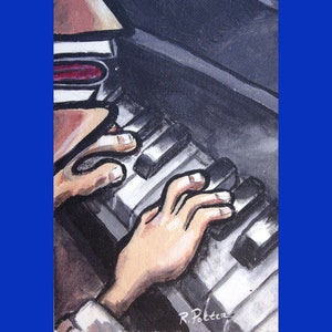 Klavierspieler Postkarte Spaß singen Musik 4 x 6