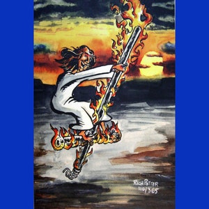 Pulando Jesus Postal Pogo Stick 4x6 engraçado