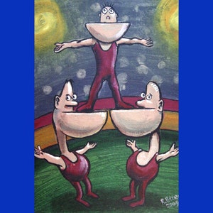 Circus Acrobats Postcard Funny 4x6