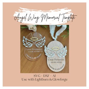Angel Wing Memorial Ornament SVG Template File | Remembrance Ornament |  OMTech Glowforge Lightburn | .svg .ai .dxf | Laser File