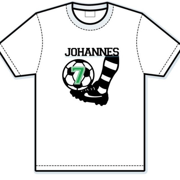 Geburtstagsshirt Fußball mit Zahl und Name , Geburtstag Shirt mit Personalisierung, Weltmeisterschaft WM EM