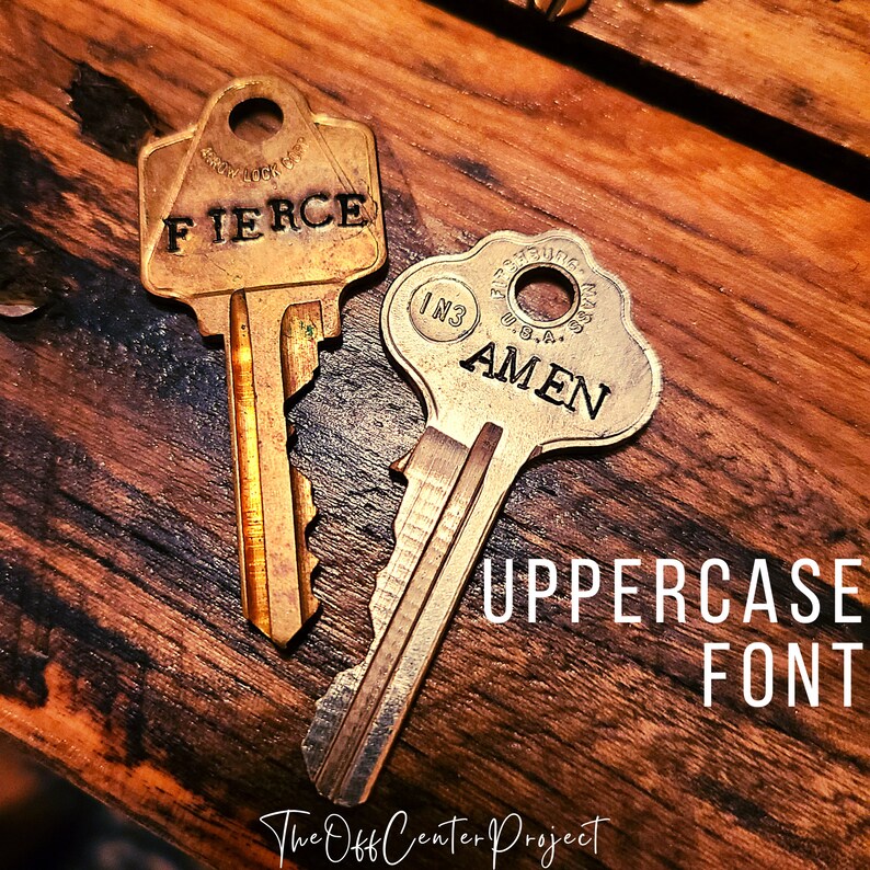 Custom Vintage Key Necklace I Stamped with your Personalized Word image 3