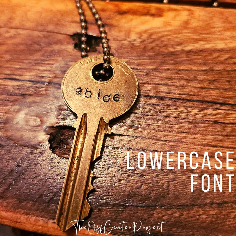 Custom Vintage Key Necklace I Stamped with your Personalized Word image 2