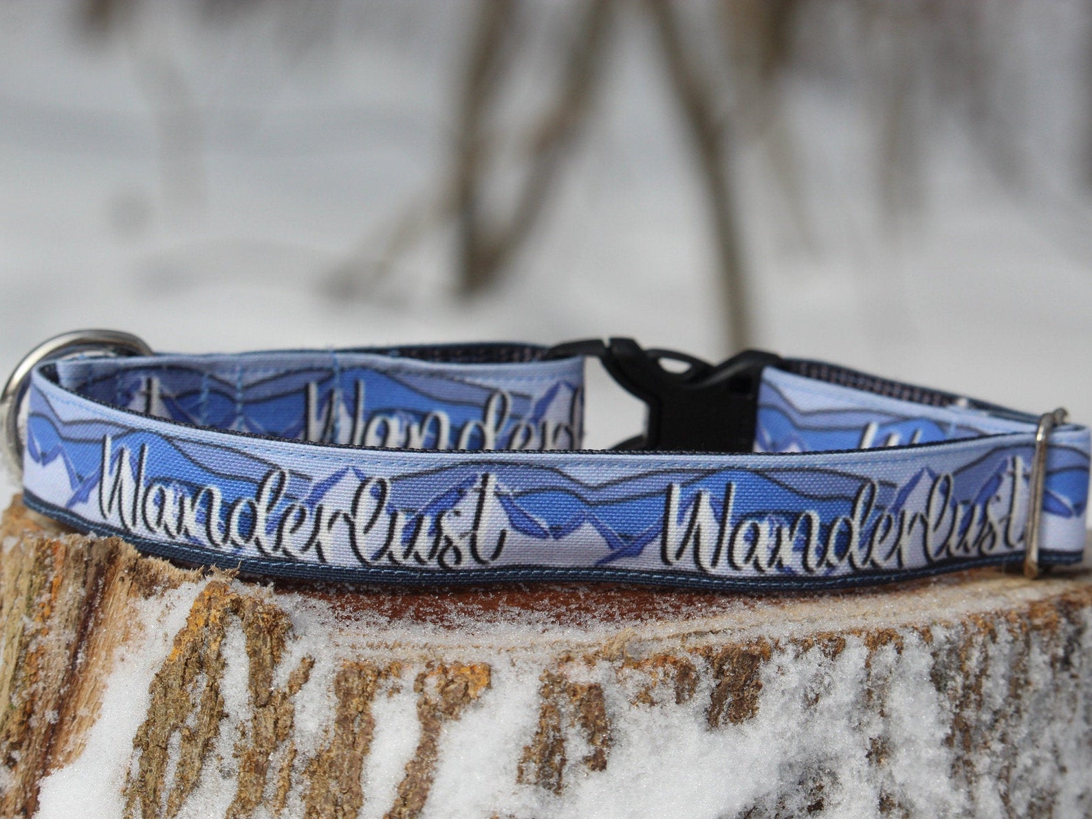 Mountain Dog Collar Blue Dog Collar Nature Dog Collar Etsy