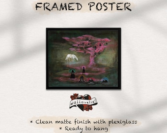 Framed Gothic Surreal Landscape Panoramic Print: Modern Dark Surrealist Wall Art, Ready to Hang