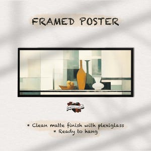 Framed, Ready to Hang, Modern Horizontal Wall Art Print, Panoramic Abstract Art, Geometric Wall Art, Mid Century Modern, Art by Wallovetier