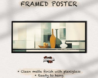 Framed Abstract Canvas Print: Mid-Century Modern Geometric Wall Art