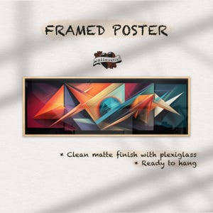 Framed, Ready to Hang, Modern Horizontal Wall Art Print, Panoramic Abstract Art, Geometric Wall Art, Mid Century Modern, Art by Wallovetier