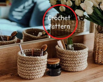 Crochet Jute Rope Basket Pattern – Easy Round Storage Basket PDF, Home Decor, Digital Download