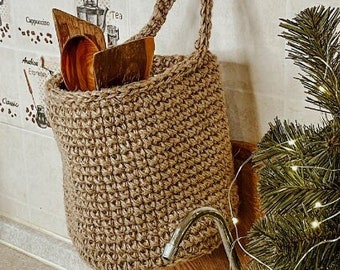 Jute crochet hanging baskets L 5 1/2 * 6 1/2Inches. Wall hanging basket plant. Hanging Basket