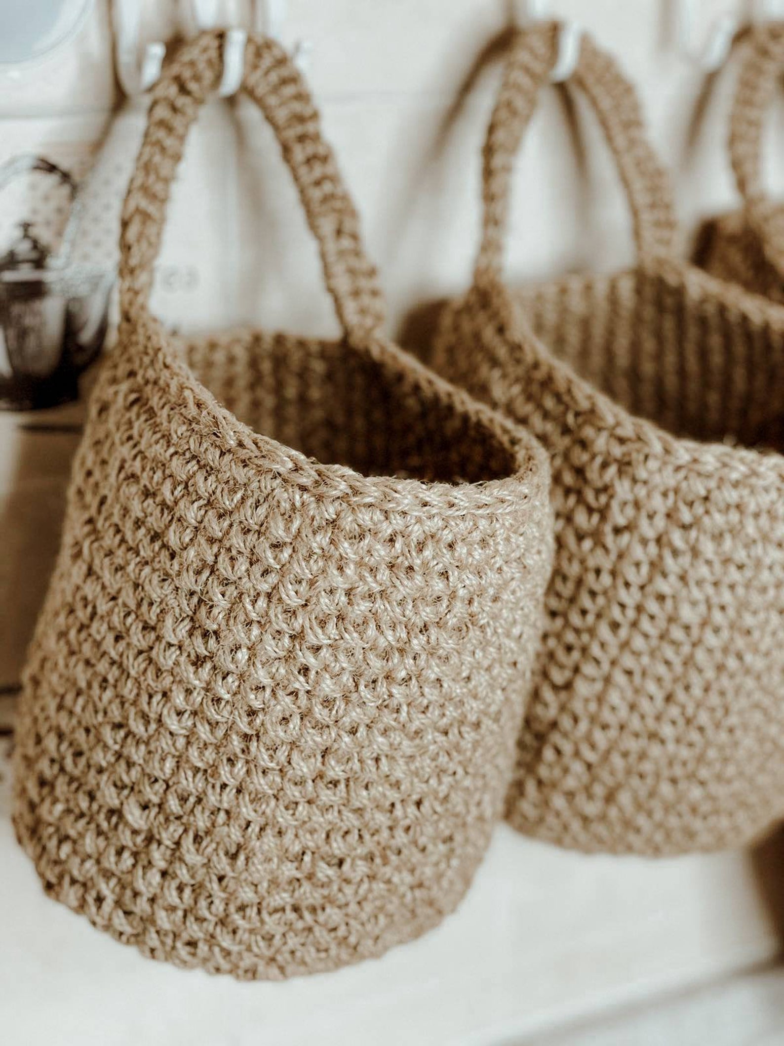 Jute crochet hanging baskets Size M 4.72 5.51 Inches. Wall Etsy