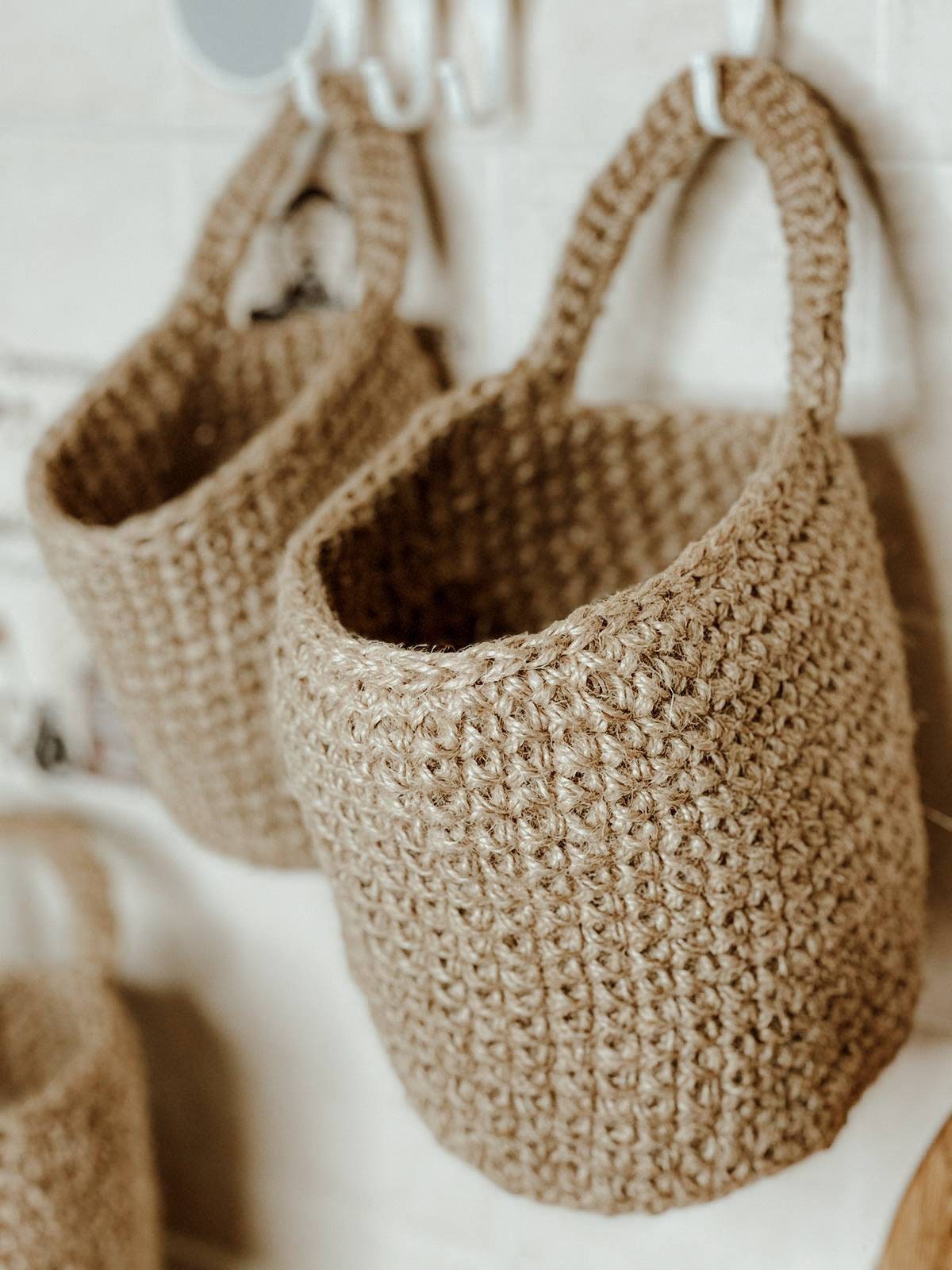 Jute crochet hanging baskets Size M 4.72 5.51 Inches. Wall Etsy