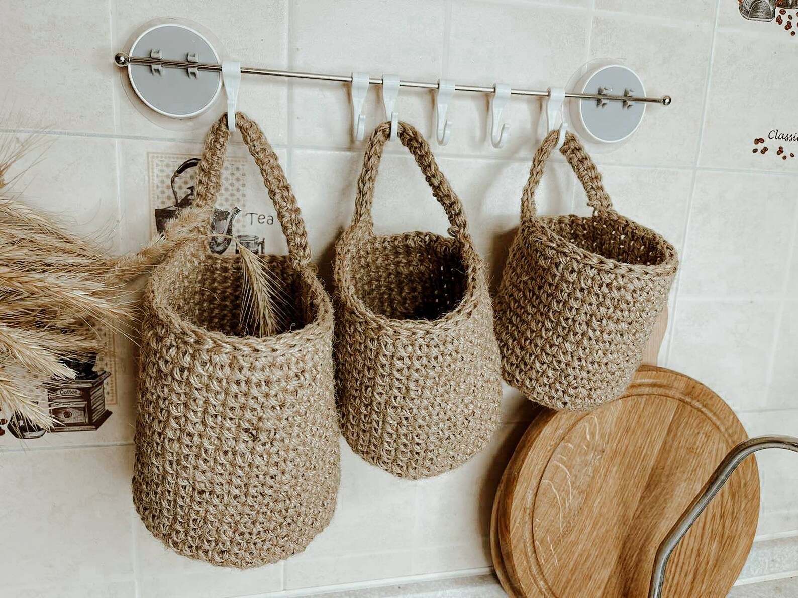 Jute Crochet Hanging Baskets Pattern. Hanging Planter Pattern. Etsy