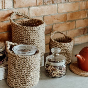 Jute crochet hanging baskets Pattern. Hanging planter Pattern. Boho nursery decor. Jute basket crochet tutorial image 5