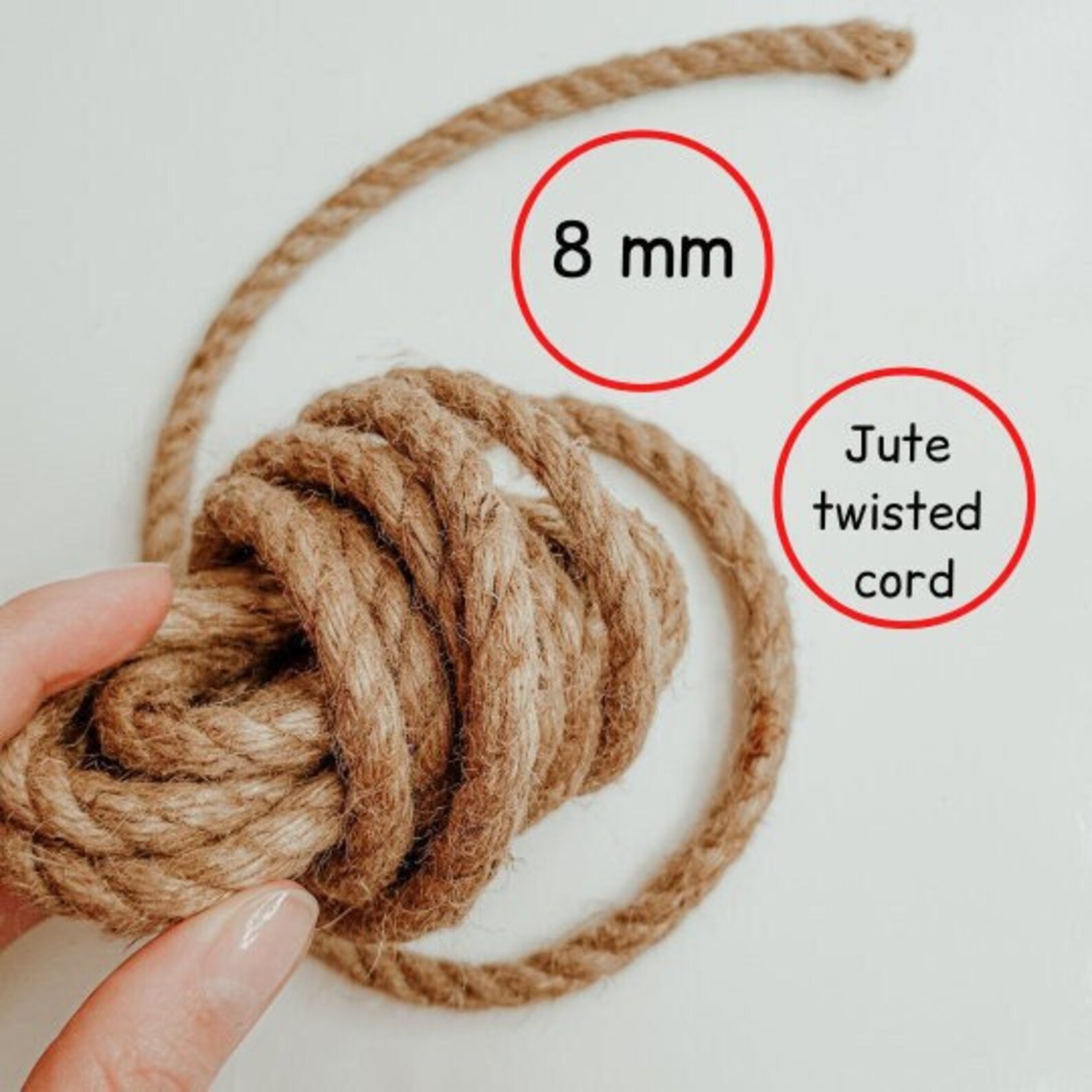 Jute twisted cord 8 mm. Natural jute rope. Raw jute rope. Etsy