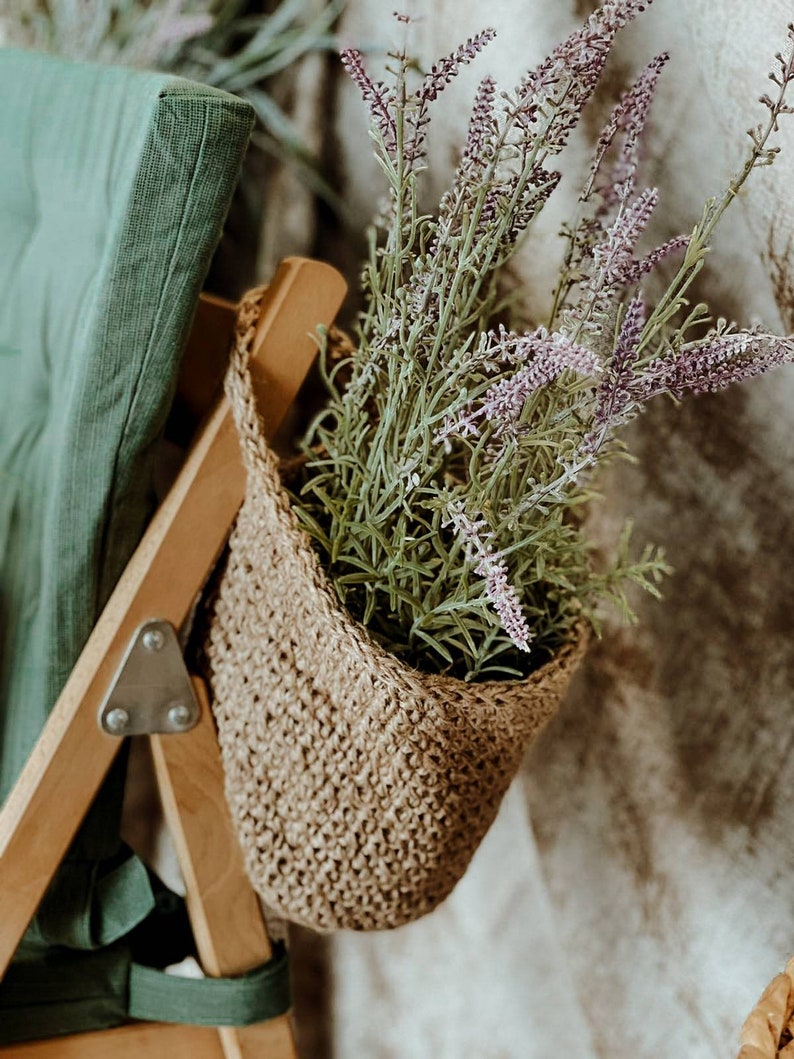 Jute crochet hanging baskets Pattern. Hanging planter Pattern. Boho nursery decor. Jute basket crochet tutorial image 8