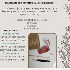Jute crochet hanging baskets Pattern. Hanging planter Pattern. Boho nursery decor. Jute basket crochet tutorial image 3