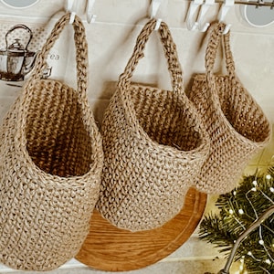 Jute crochet hanging baskets Pattern. Hanging planter Pattern. Boho nursery decor. Jute basket crochet tutorial image 4